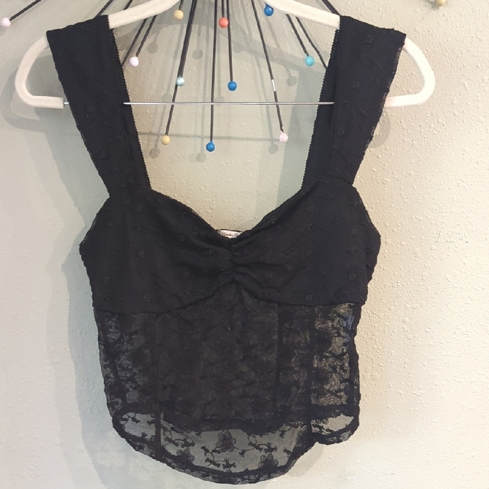 Grunge Dark Romance Goth Y2K Coquette  Black Lace Corset Romantic